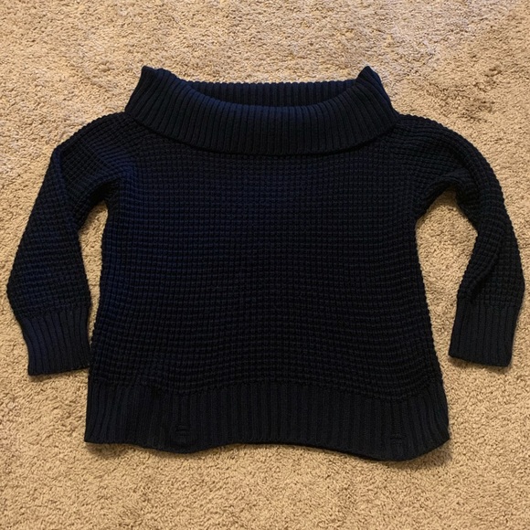 bp Sweaters - BP. by Nordstrom Partly off the Shoulder Knit-Like Waffle Navy Sweater l Large